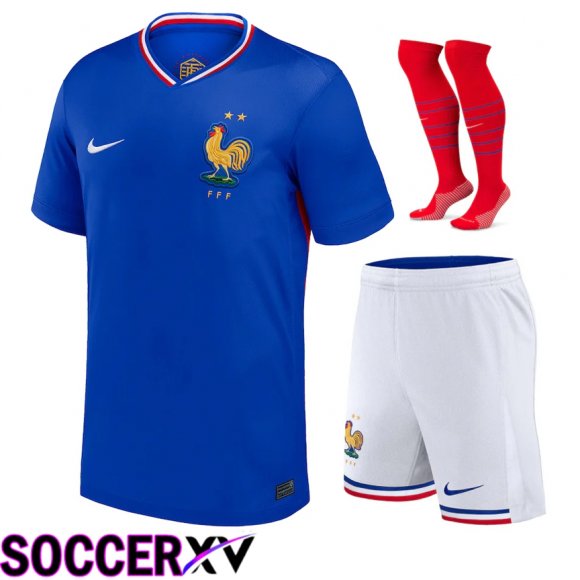 France Home Soccer Jersey (Shorts + Socks) Kit 2024/2025