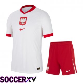 Poland Home Soccer Jersey + Shorts Kit UEFA Euro 2024