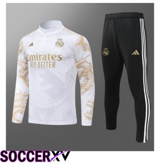 Real Madrid Kids kit Training TracksuitWhite Yellow 2024/2025