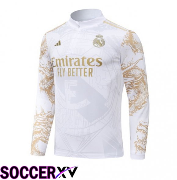 Real Madrid Training Sweatshirt White Yellow 2024/2025