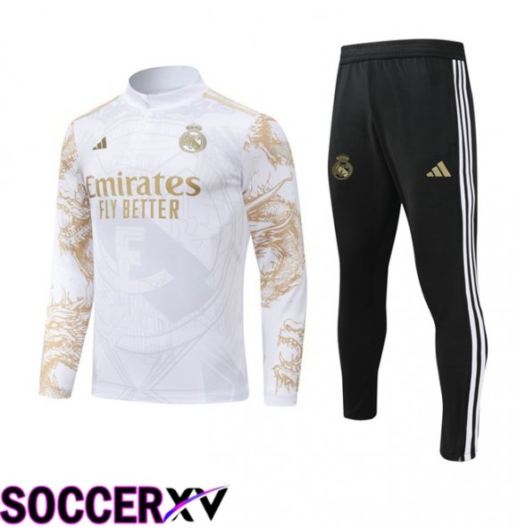 Real Madrid kit Training Tracksuit White Yellow 2024/2025