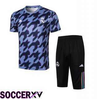 Real Madrid kit Training T Shirt + Shorts Black Blue 2024/2025