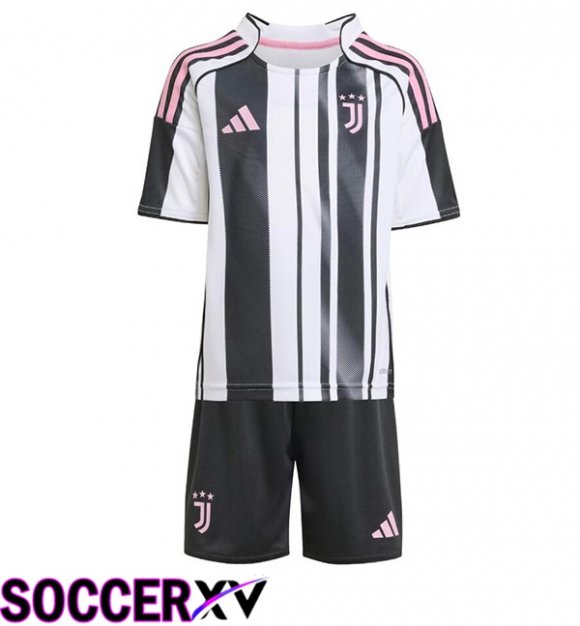 Juventus Kids Home Soccer Jersey Black White 2025/2026