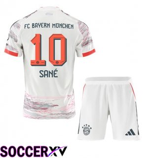 Bayern Munich (Sané 10) Kids Away Soccer Jersey White 2025/2026