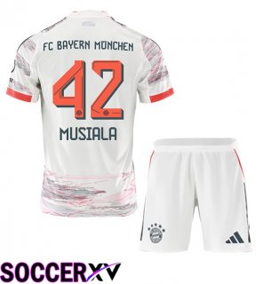 Bayern Munich (Musiala 42) Kids Away Soccer Jersey White 2025/2026