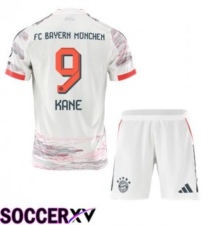 Bayern Munich (Kane 9) Kids Away Soccer Jersey White 2025/2026