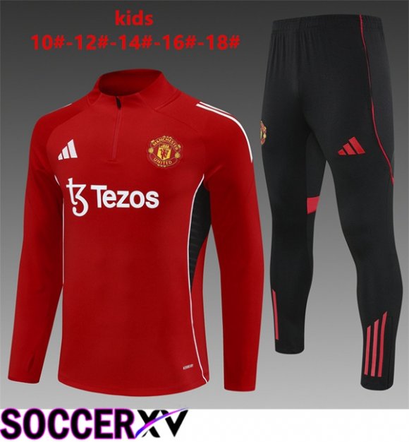 Manchester United Kids kit Training Tracksuit Red 2025/2026