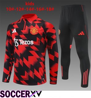 Manchester United Kids kit Training Tracksuit Black Red 2025/2026