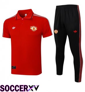 Manchester United Soccer Polo + Training Pants Red 2025/2026