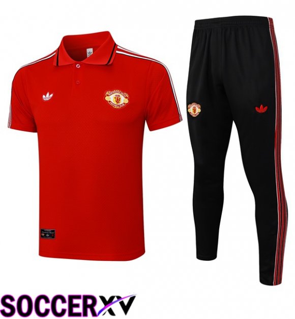 Manchester United Soccer Polo + Training Pants Red 2025/2026