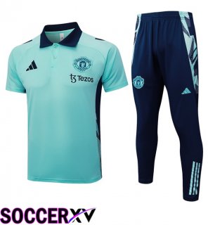 Manchester United Soccer Polo + Training Pants Green 2025/2026