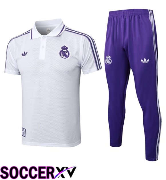 Real Madrid Soccer Polo + Training Pants White 2025/2026