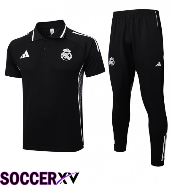Real Madrid Soccer Polo + Training Pants Black 2025/2026