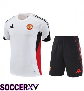 Manchester United kit Training T Shirt + Shorts White 2025/2026