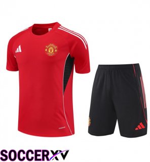 Manchester United kit Training T Shirt + Shorts Red 2025/2026