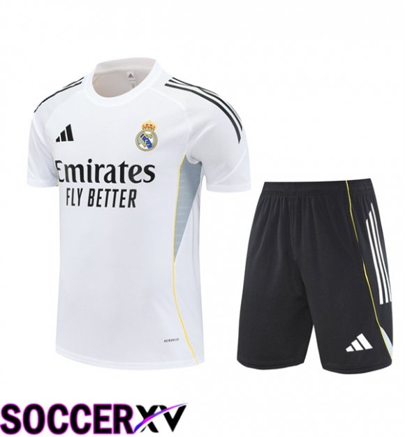 Real Madrid kit Training T Shirt + Shorts White 2025/2026