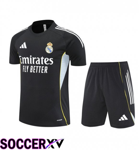 Real Madrid kit Training T Shirt + Shorts Black 2025/2026