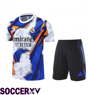 Real Madrid kit Training T Shirt + Shorts White Blue 2025/2026