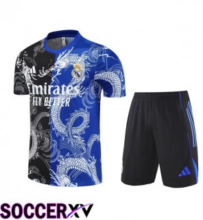 Real Madrid kit Training T Shirt + Shorts Black Blue 2025/2026