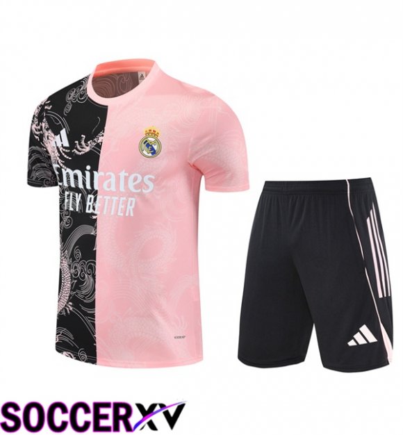 Real Madrid kit Training T Shirt + Shorts Black Pink 2025/2026
