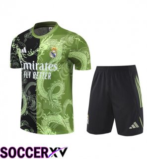 Real Madrid kit Training T Shirt + Shorts Black Green 2025/2026