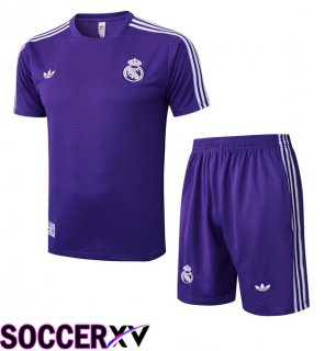 Real Madrid kit Training T Shirt + Shorts Purple 2025/2026