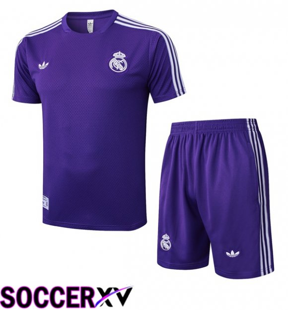 Real Madrid kit Training T Shirt + Shorts Purple 2025/2026
