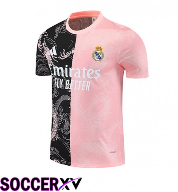 Real Madrid Training T Shirt Black Pink 2025/2026