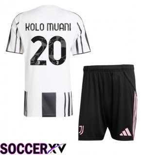 Juventus (KOLO MUANI 20) Kids Home Soccer Jersey Black White 2025/2026