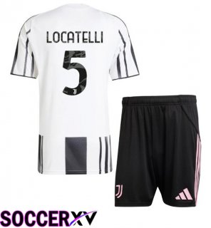 Juventus (LOCATELLI 5) Kids Home Soccer Jersey Black White 2025/2026