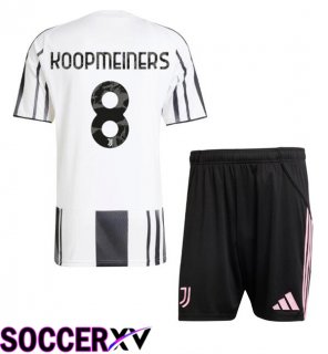 Juventus (KOOPMEINERS 8) Kids Home Soccer Jersey Black White 2025/2026