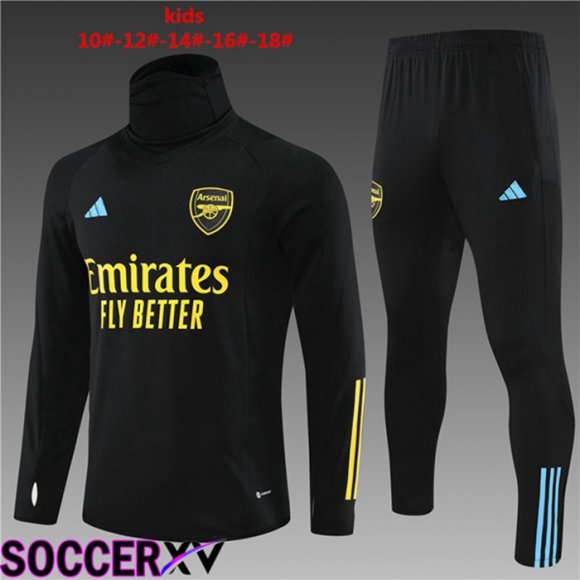 Arsenal High collar Kids Training Tracksuit Suit Black 2023/2024