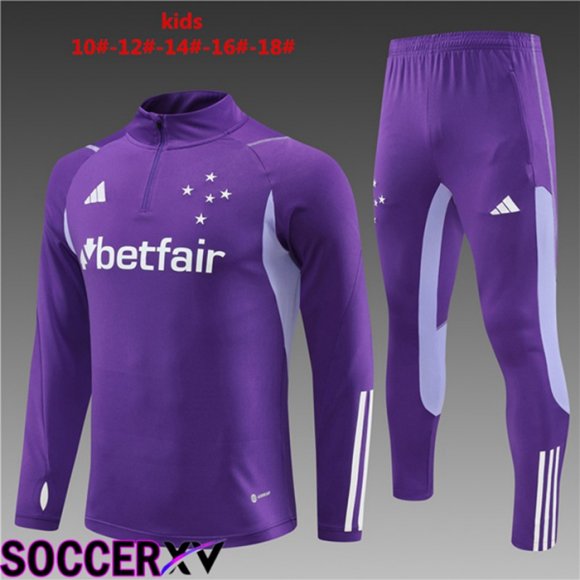 Cruzeiro EC Kids Training Tracksuit Suit Purple 2023/2024