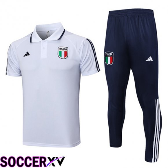 Italy Soccer Polo + Pants White 2023/2024