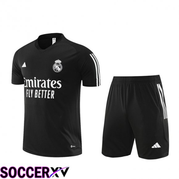 Real Madrid Training T Shirt + Shorts Black 2023/2024