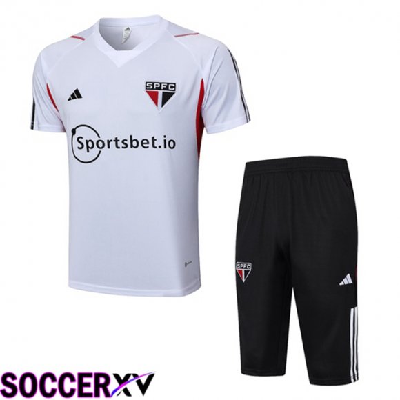 Sao Paulo FC Training T Shirt + Shorts White 2023/2024