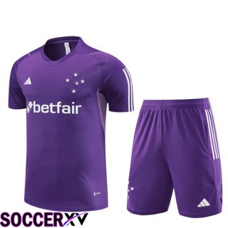 Cruzeiro EC Training T Shirt + Shorts Purple 2023/2024