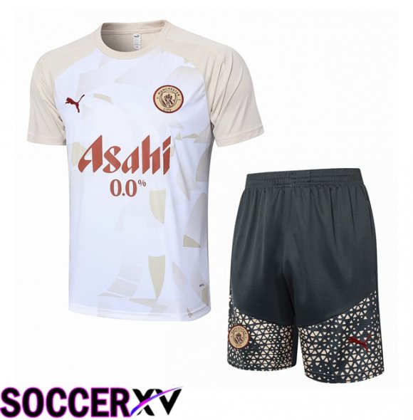 Manchester City kit Training T Shirt + Shorts White 2024/2025