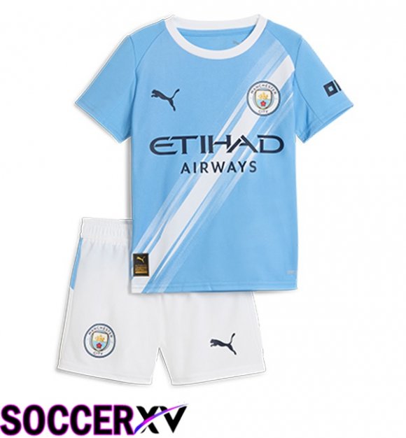 Manchester City Kids Home Soccer Jersey Blue 2025/2026