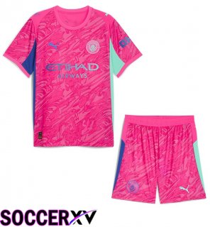 Manchester City Kids Goalkeeper Soccer Jersey Pink 2025/2026