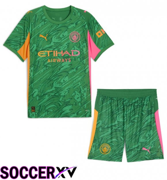 Manchester City Kids Goalkeeper Soccer Jersey Green 2025/2026