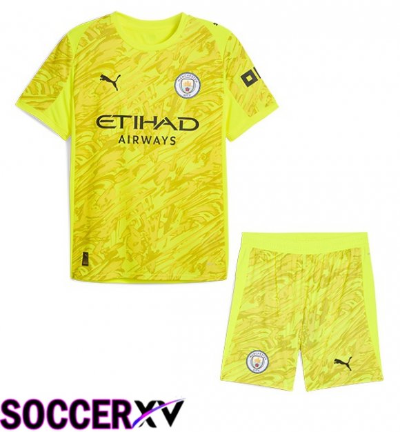 Manchester City Kids Goalkeeper Soccer Jersey Yellow 2025/2026