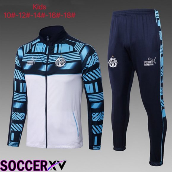 Marseille Kids Training Jacket Suit White Blue 2023/2024