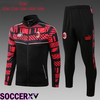 AC Milan Kids Training Jacket Suit Black Red 2023/2024