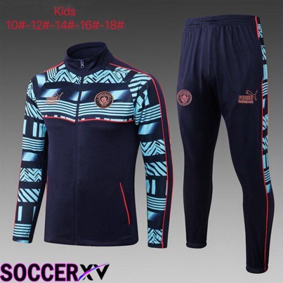 Manchester City Kids Training Jacket Suit Black Blue 2023/2024