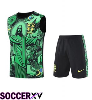 Brazil Kids kit Soccer Vest Green/Black 2025/2026