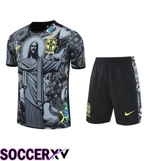 Brazil Kids kit Training T Shirt Grey/Black 2025/2026