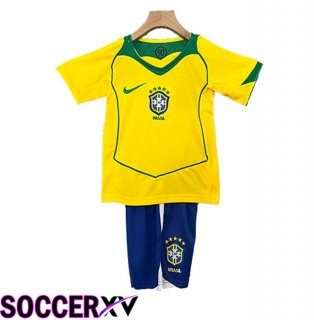 Brazil Retro Kids Home Soccer Jersey 2000