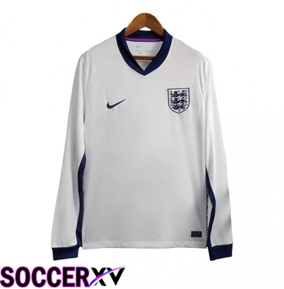 England Home Soccer Jersey Long Sleeve UEFA Euro 2024