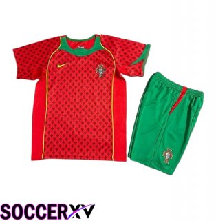 Portugal Retro Kids Home Soccer Jersey 2004